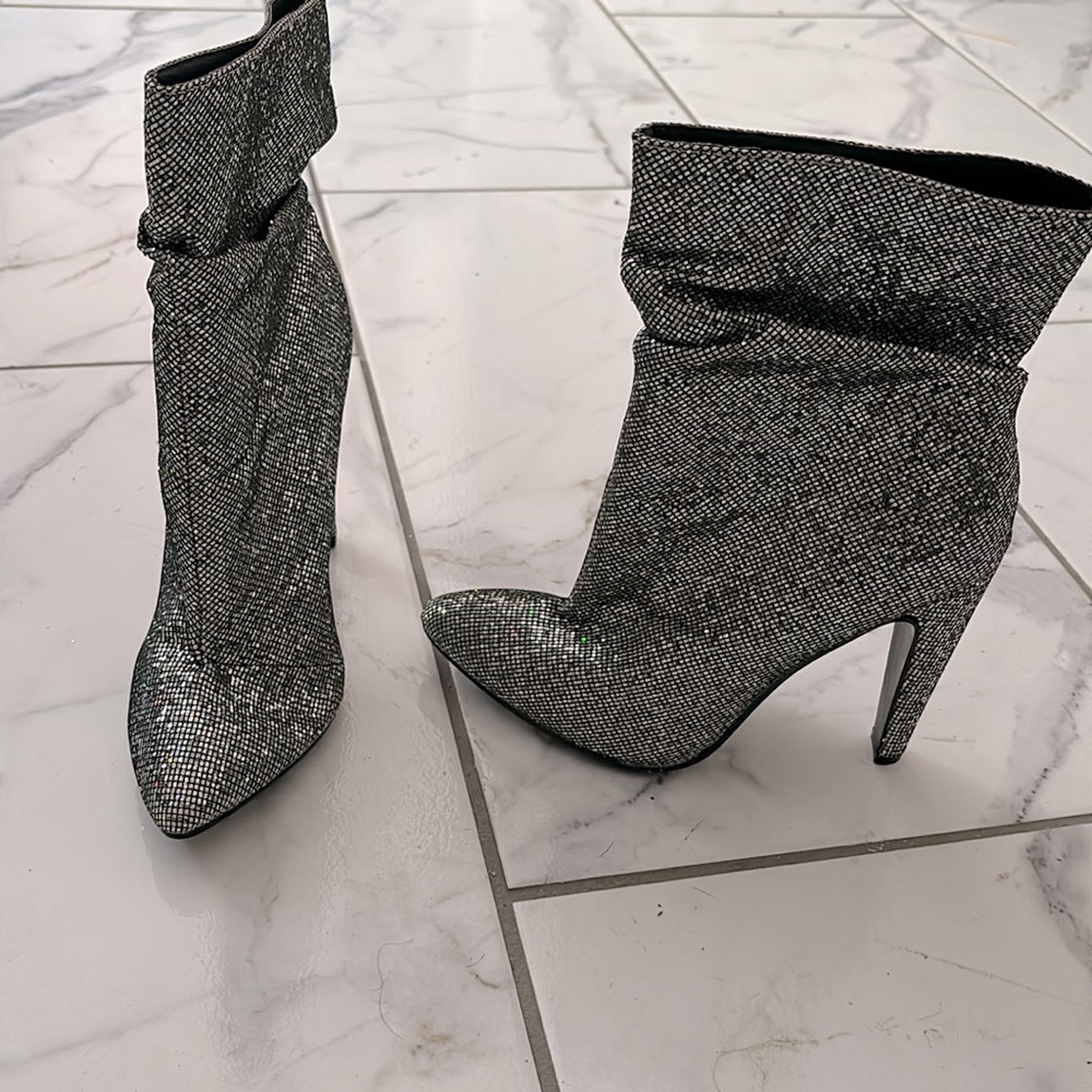 Black glitter booties worn once size 7 women